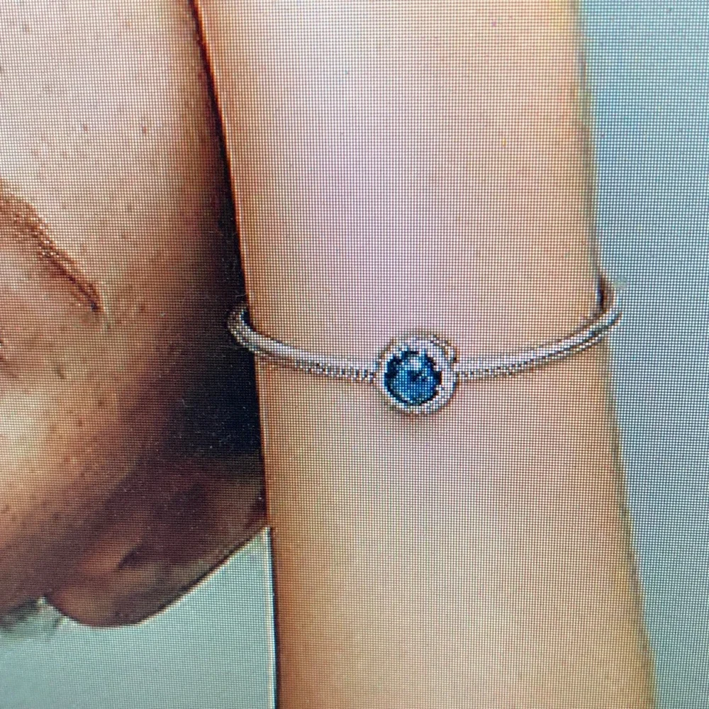 Pandora Silver Charm with Vibrant Blue Crystal